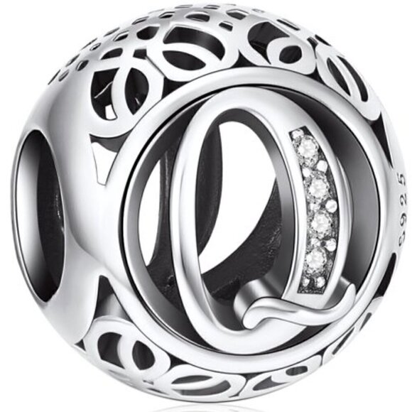 Sterling Silver Vintage Letter Q Charm - Picture 2 of 10